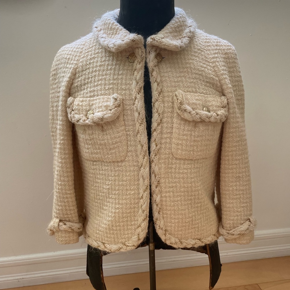 Chanel beige tweed skirt suit, neutral tones, good condition